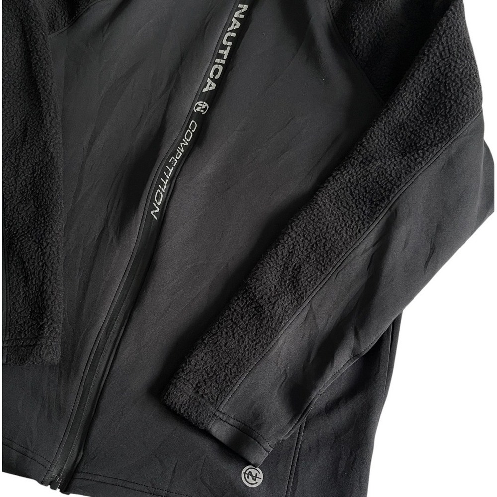 Nautica Competition Hooded Jacket Men Large Black Fleece Full Zip Hoodie Stretch - Picture 4 of 6